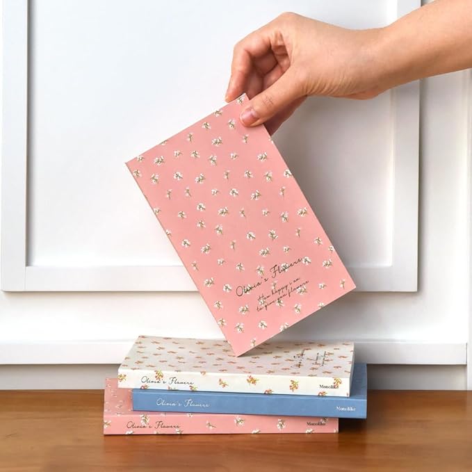 Monolike Olivia's Flowers Paperback Line Notebook - 03. Pink_Design note, Mini note, Simple note, Notebook, 192 Pages, 4.13x6.69