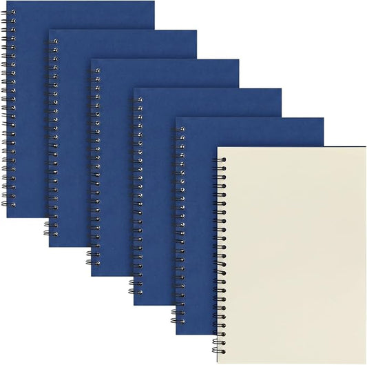 Epakh 6 Pack Spiral Notebook Bulk, Back to School Hardcover Spiral Journal Notebook 5.5 x 8.3 Inch, First Day of School Travel Writing Journal Notepad, 50 Sheets 100 Pages(Unlined,Navy Blue)
