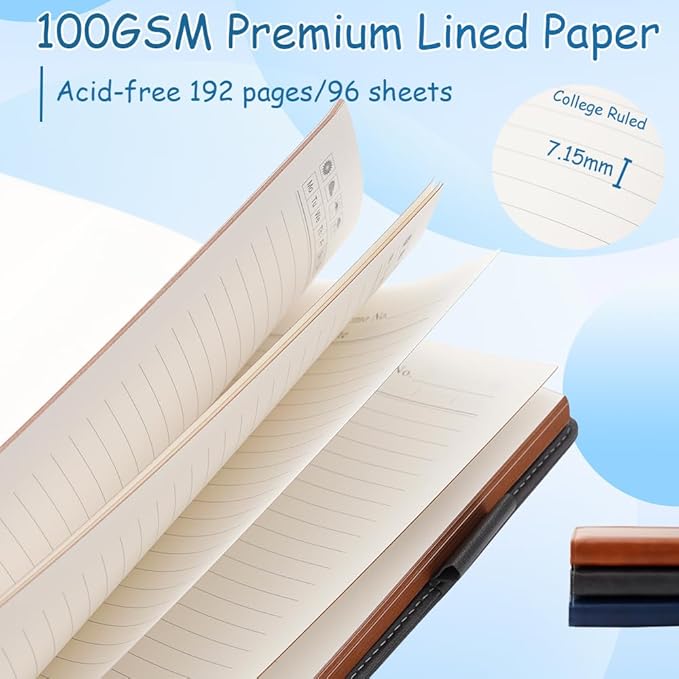 King Mills Hardcover Notebook 8.5 X 11 Inches, A4 Notebook Hardcover with Pen Loop, 192 Pages, 100GSM Premium Paper, A4 College Ruled Notebook w. PU Leather Cover, Royal Blue