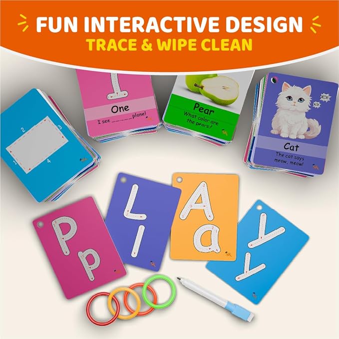 STUDYKEY ABC Flash Cards for Toddlers 1-3–First Words, Alphabet Flashcards, Animal, Color, Number, Shape, Large phonics baby Learning Cards for Toddler 1-3 Montessori style Preschool, Kindergarten toy