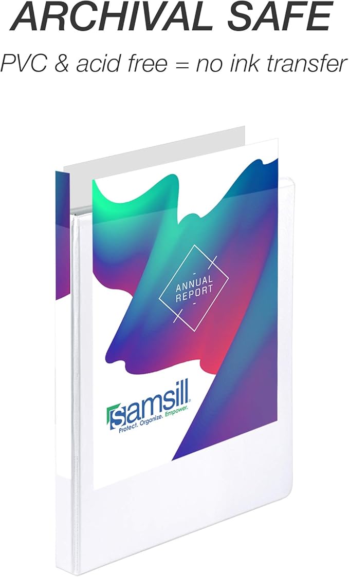 Samsill Durable 0.5 inch 3 Ring Binder, D Ring Binder, 100% Recycled Chipboard, White, 4 Pack