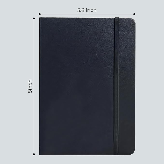 M&G Lined Journal Notebook, 160 Pages, A5 Medium Size 5.6" x 8" for Men Women, 100GSM Thick College Ruled Paper for Journaling, Writing, Work & Office, Leather Hardcover, Black