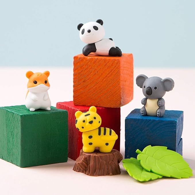 Cllayees 72 Pcs Assorted Animal Pencil Erasers Desk Pets, Bulk Mini Pencil Erasers Gifts for Classroom Prizes Reward Goodie Bag Easter Egg Fillers Party Favors (Animal and Car)