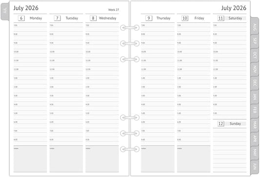 newestor 2026-2027 A5 Planner Inserts, Filofax A5 Compatible, Jul 2026 - Jun 2027, Weekly and Monthly Appointment Book Pages, Tabbed, 6 Holes