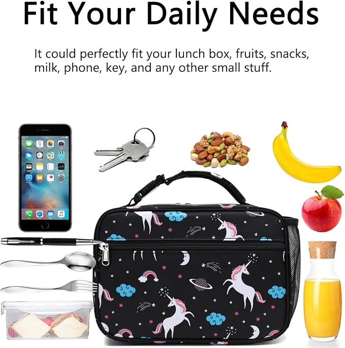 GYEUKHAM Insulated Lunch Box for School, Thermal Reusable Durable Freezable Lunch Bags for Kids Boys Girls Men Women - Small Soft Cooler Portable Lunch Tote Kit for Work Picnic Travel,Constellation