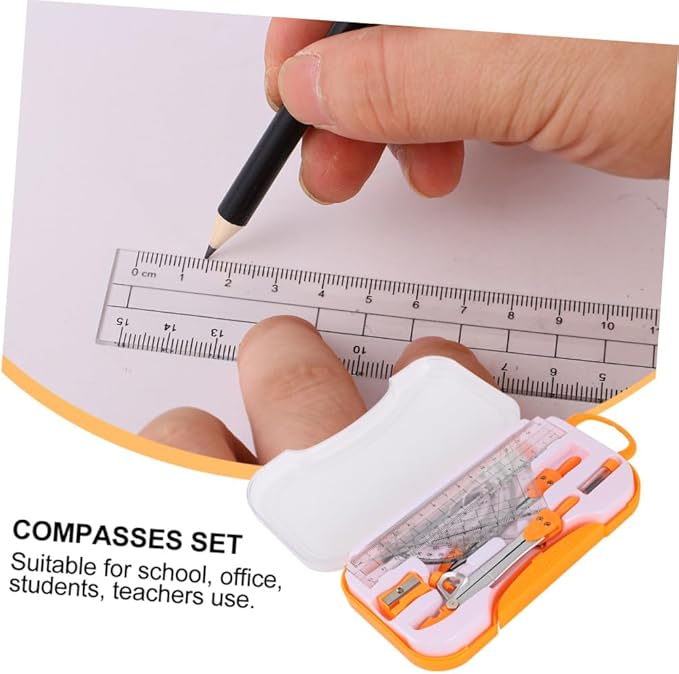 Gadpiparty 1sets Geometry Drawing Kit Compass Set Rulers Protractor Pen and Eraser for Students for Classroom Use and Geometry Exams