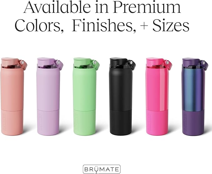 BrüMate Rise 25oz Water Bottle With 100% Leakproof Covered Silicone Straw | Insulated Stainless Steel Water Bottle | Cup-Holder Friendly | Fast Flow | Soft Sip Silicone Spout | BPA-Free (Polka Pearl)