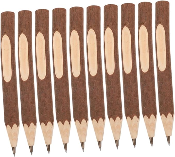 NUOBESTY Wooden Ballpoint Pens 13cm Natural Tree Bark Design Eco-friendly Biodegradable Multi-use Writing Pens for Home Office 10pcs