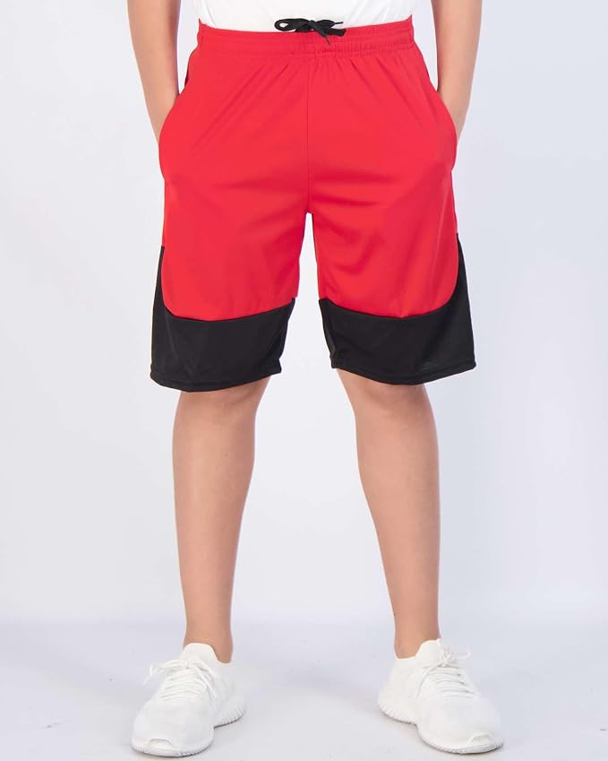Real Essentials 5 Pack: Boys' Mesh Basketball Athletic Shorts with Pockets – Teen Kids Youth Quick Dry Soccer Running Gym