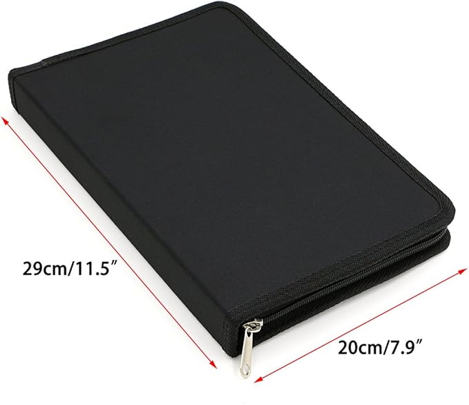BTSKY® Portable Canvas Zippered Colored Pencil Case-Super Large Capacity 72 Slot Pencil Bag Pouch for Watercolor Pencils(Black)