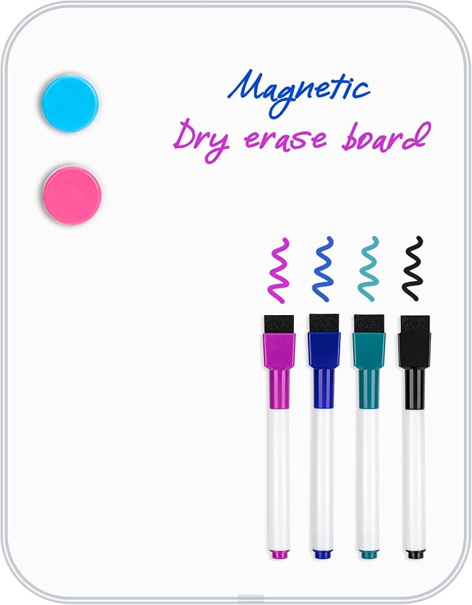 VUSIGN Small Dry Erase White Board, 8.5 x 11 Inches Mini Whiteboard, Magnetic Board for Wall, Fridge, Locker, Kids, Students, Sliver