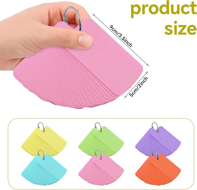 300 Pcs Index Cards with Ring, 2" x 3.5" Pink Blank Flashcards for Studying, Vocabulary, Memos, Bookmark,Greetings (Pink)