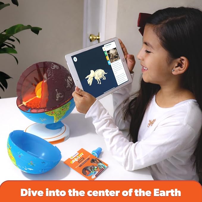 PlayShifu Globe For Kids - Orboot Core | 3-Layer Openable Tech-Powered Interactive Globe | Explore Earth's Surface, Fossils, Minerals & Glowing Core | STEM Learning Toy with Free App | Ages 4–10