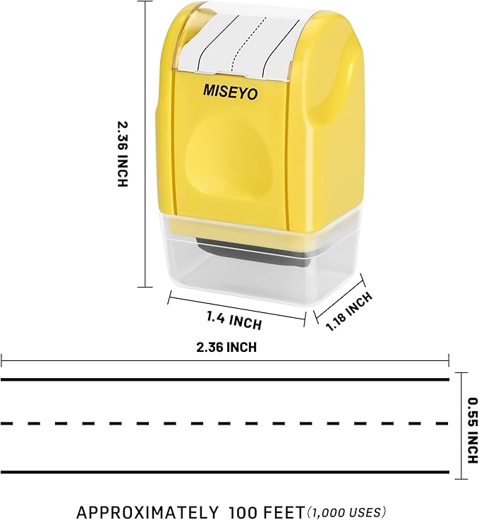 Miseyo Dashed Handwriting Lines Practice Roller Stamp,Self-Inking Line Rolling Stamps for Kids Writing- Yellow