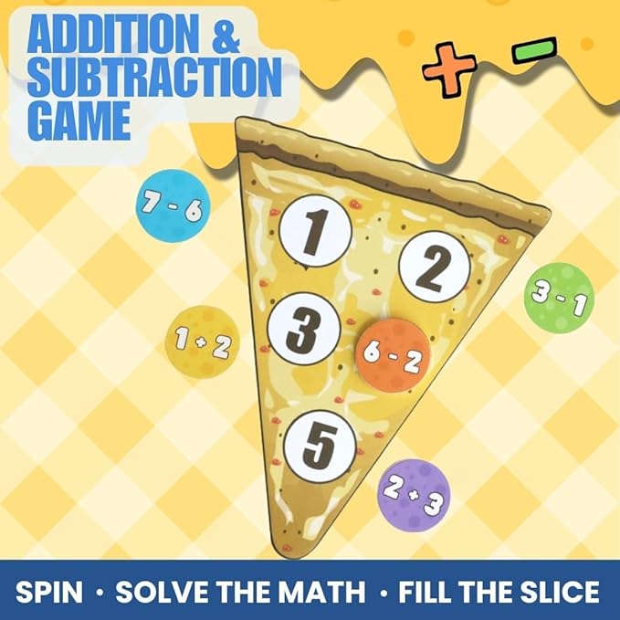 Matheroni Pepperoni Math Games for Kids 5-7, Addition and Subtraction STEM Board Game - Educational & Fun Pizza Game for Kindergarten, 1st-3rd Grade by Pidoko Kids