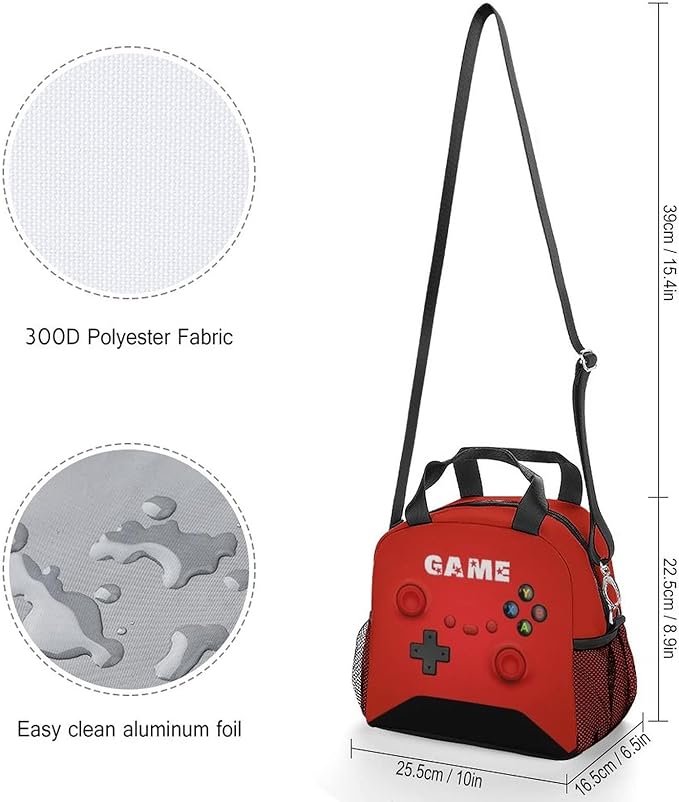 Insulated Lunch Box for Boys Girls, Game Lunch Bag for School Work Office Travel Picnic Hiking Beach, Waterproof Leakproof Portable Fits Most Bento Boxes