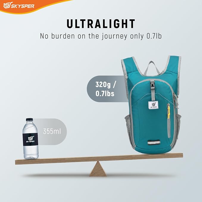 SKYSPER 10L Hiking Backpack Small Foldable Daypack Packable Lightweight Hiking Daypack Travel Day Pack for Women Men
