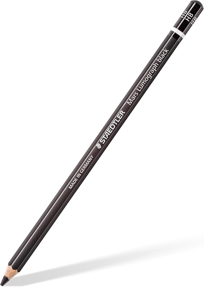 STAEDTLER Mars Lumograph Black Drawing Pencils Set: 6 Pack – Carbon Blend for Deep Black Tones, Professional Artists Pencils, 8B–HB Grades, Storage Tin, For Sketching, Shading & Fine Art Drawing