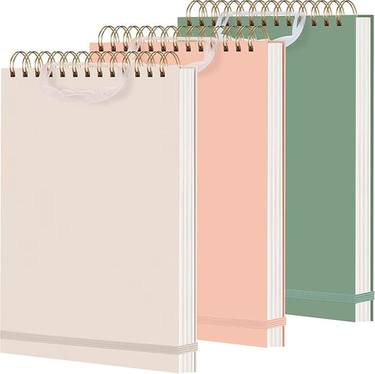 Resurhang 3 Pack Top Spiral Notebook 7"x10" Hardcover Steno Pads 240 Pages(120 Sheets) college Ruled Waterproof Cover Notepad Left-handed Notebooks for Work School Office (Aesthetic Color)
