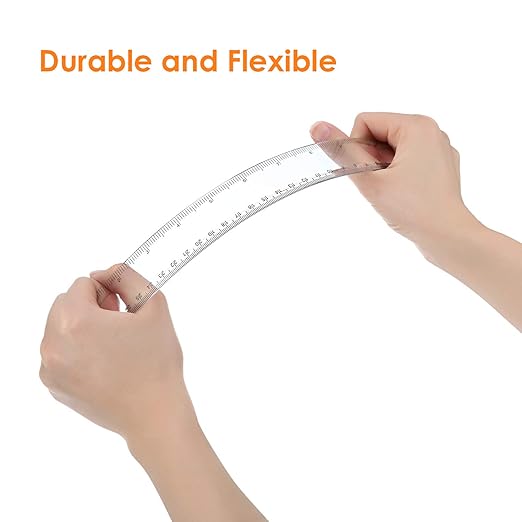 Eboot 20 Pack 12 Inch Clear Plastic Rulers Bulk, Easy-to-Read Straight Edge Rulers with Inches and Metric for School Students Teachers Classroom Office Supplies