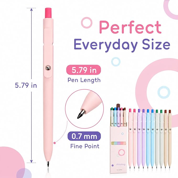 Gel Pens School Office Supplies - 10 Pcs 0.5mm Cute Black Ink Ballpoint, Macaron Colored Fine Point Pen, Desk Accessories for Women College Teacher, Pastel Smooth Writing Pen for Journaling Gifts