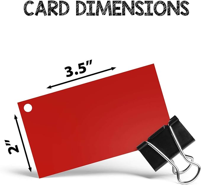 MADE IN USA – Debra Dale Designs 560 Blank Flash Cards 2"x3.5" – 100lb Re-Entry Red Cardstock – Punched with 5 Rings & Storage Dispenser Box