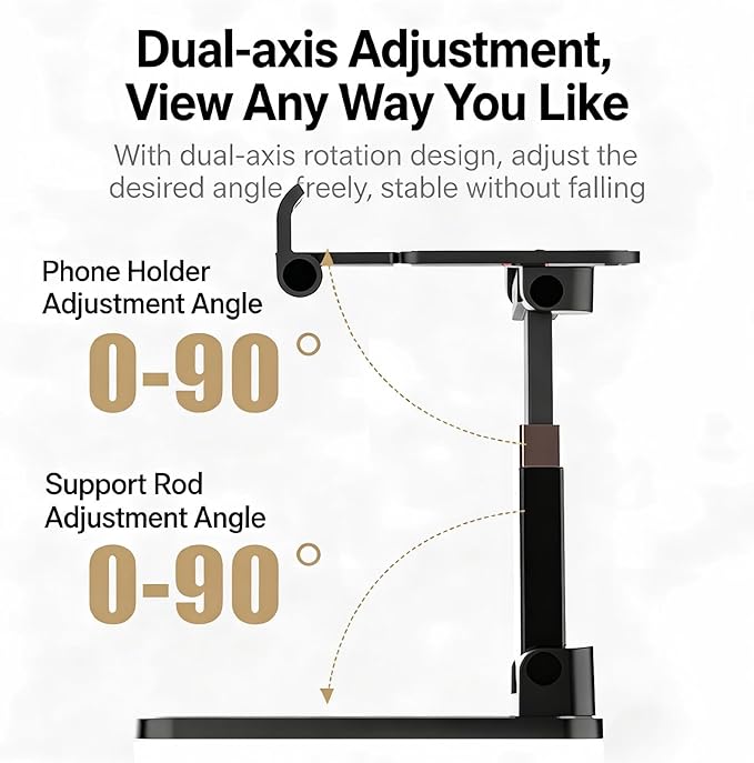 Adjustable Phone Stand for Desk - Foldable Cell Phone Holder for All Phones and Android Devices(1 Pack Black)