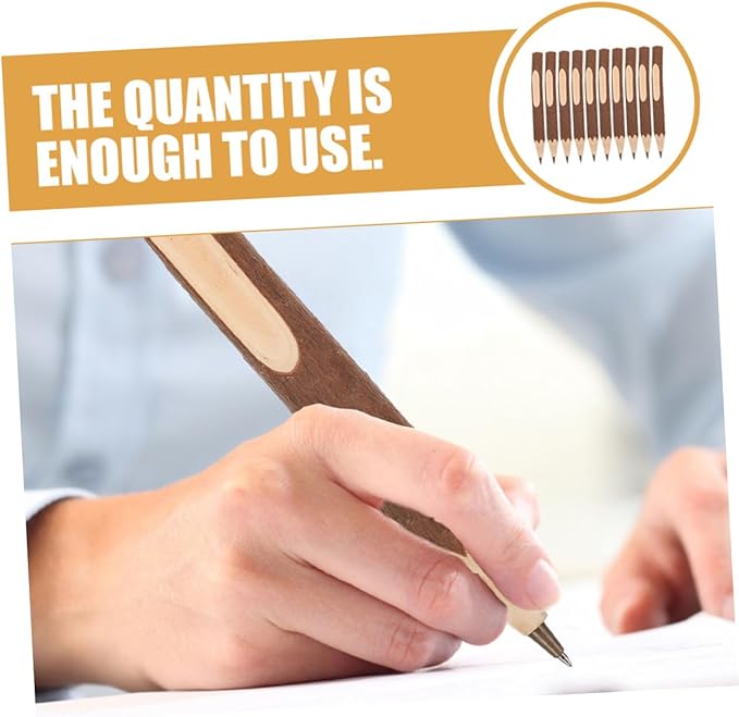 Wood Ballpoint Pens 17cm 10pcs Lightweight Portable Writing Pens with Natural Biodegradable Wood Barrel Convenient Multi-function for Office and School Use