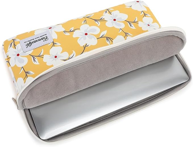Canvaslife Pattern 13 inch Canvas Laptop Sleeve with Pocket 13 inch 13.3 inch Laptop 13 case13 Sleeve (Yellow Flower)