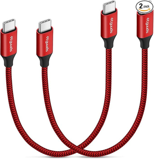 etguuds USB C to USB C Cable 1ft, 2-Pack 60W USBC to USBC Cord, Type C to C Charger Cable Fast Charging for iPhone 17 16 15 Pro Max Plus Air, Samsung Galaxy S25 S24 S23, for MacBook/iPad, Pixel