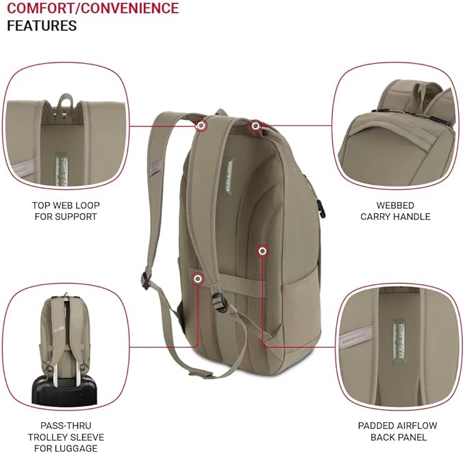 SwissGear 8118 Laptop Backpack, Olive, 18 Inches