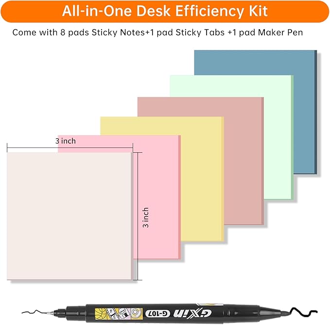 Transparent Sticky Notes with Marker, 【99.9% Transparency, Strong Adhesion,Waterproof 】 MEIGAONE 7 Pack Clear Sticky Note 3x3,Translucent Sticky Note Office,School Supplies