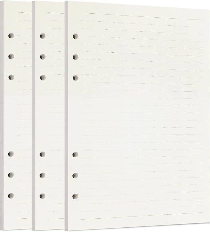 Zelten 3 Pack A5 135 Sheets/270 Pages Lined Loose Leaf Punched Paper Refills Paper for 6 Hole Binder Personal Organizer Diary Notebook Refillable Planner