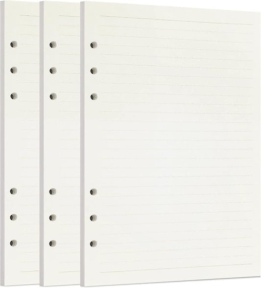 Zelten 3 Pack A5 135 Sheets/270 Pages Lined Loose Leaf Punched Paper Refills Paper for 6 Hole Binder Personal Organizer Diary Notebook Refillable Planner