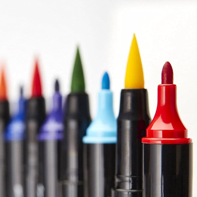 KINGART PRO 445-24 Dual Twin-Tip Brush Pens, Multicolor, 24-Colors