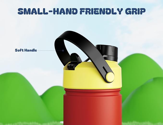 12 oz Kids Water Bottle for Boys: 2-in-1 Straw Spout Lid, Leakproof, Durable Straw Spout Lid, 24H Cold, Easy Carry, Insulated Stainless Steel Cup for School, Travel, Camping, Daily (Mouse's Mischief)