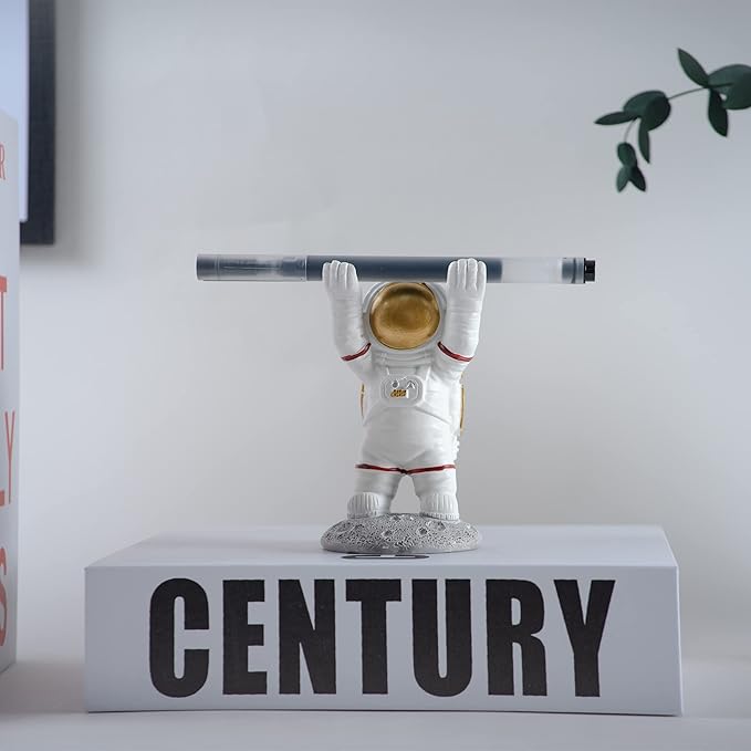 Astronaut Pen Pencil Holder Stand for Desk, Resin Pen Display Stand Pencil Display Holder for Home Office Gifts, Standing Astronaut Pen Holder