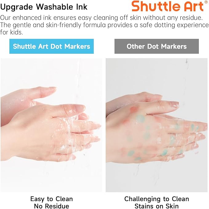 Shuttle Art Dot Markers, 10 Colors Washable Markers for Toddlers,Bingo Daubers Supplies Kids Preschool Children, Non Toxic Water-Based
