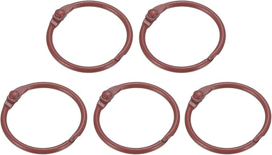PATIKIL Loose Leaf Binder Rings 1 Inch, 5 Pack Metal Flash Card Book Binding Rings for Key Chain Index Card Scrapbooks, Brown
