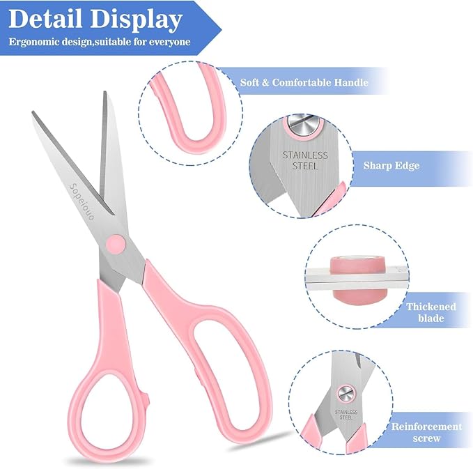 Scissors Set of 24-Pack, 8" Scissors All Purpose Comfort-Grip Handles, Sharp Scissor for Office Home School Craft Sewing Fabric Supplies, High/Middle School Student Teacher, Right/Left Hand