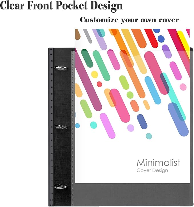 INFUN All-in-one Telescoping Binder Notebook, Refillable 3 Ring Notebook Binder with 1 Plastic Movable Pocket Folder,5 Plastic Subject dividers and Graph Paper and College Ruled Paper- Black