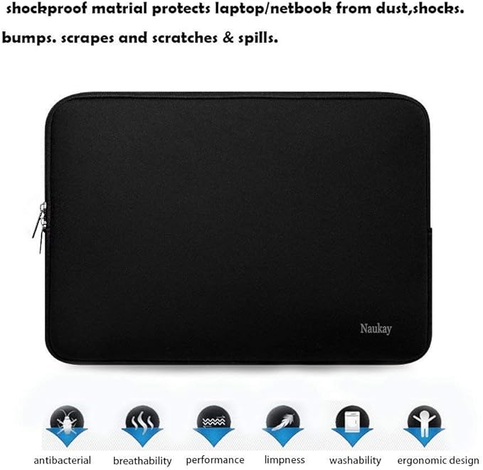 17 inch Laptop Sleeve Case, 17-17.3 Inch Resistant Neoprene Laptop Sleeve/Notebook Computer Pocket Case/Tablet Briefcase Carrying Bag Compatible Asus/Dell/Fujitsu/HP/Sony/Acer - (Black)
