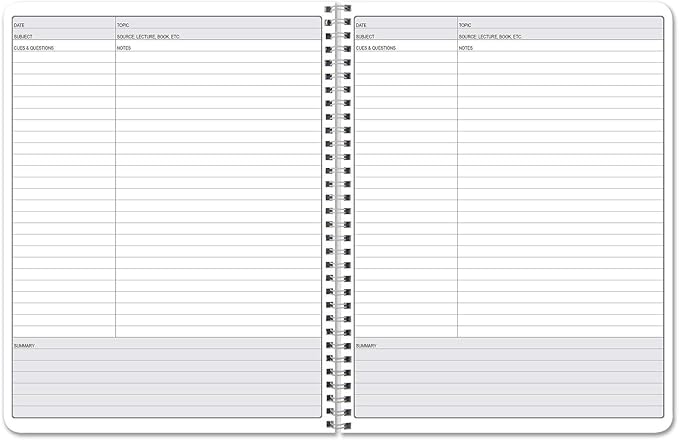 BookFactory Universal Note Taking System, Cornell Notes, Notetaking Notebook, 120 Pages, 8.5" x 11" (Made in USA)