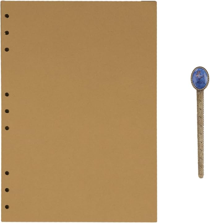 B5 Kraft Refill Paper 9 Hole Punched Filler Paper Refills for B5 Loose Leaf Notebook Travel Journal Personal Diary Planner Binder Scrapbook, 80 Sheet, 160 Page, 6.9 Inches x 9.8 Inches