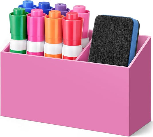 MR.MATE Magnetic Pen Holder, Magnetic Dry Erase Marker Holder for Whiteboard, Non-Slip Pencil Cup Holders for Fridge, Magnet Locker Organizer for Office Classroom Desk Accessories (Pink)