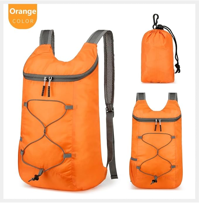 levayhill 16L Lightweight Foldable Hiking-Backpack Small Packable-Daypack For Travel,Ultralight Water-Resistant Gym Bag Men Women Easy Carry-on (Orange)