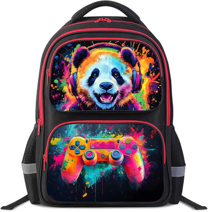 Cartoon Kids Backpack for School - 17 Inch Lightweight Bookbag with 3D Reflective Design & Luminous Safety Strips | Durable 600D Polyester, Adjustable Straps for Ages 6-18