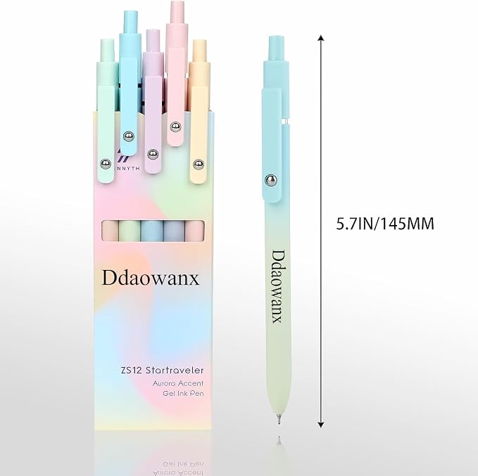 Ddaowanx Gel Pens,5 Pcs 0.5mm Retractable Quick Dry Black Ink Pens (Pack of 2)