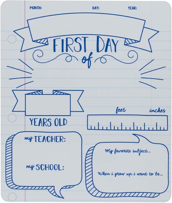 Canopy Street Notebook First and Last Day of School Reusable Dry Erase Sign Photo Prop Set/Easy Clean 10" x 12" Back to School and Last Day of Designs