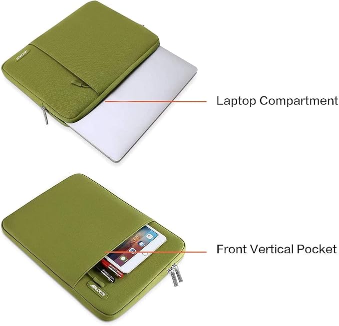 MOSISO Laptop Case 13.3 inch, 13-13.3 inch Laptop Sleeve Compatible with MacBook Air/Pro 13/Pro 14 M5 M4 M3 M2 M1, HP Dell ASUS Lenovo,Polyester Vertical Computer Sleeve Bag with Pocket, Chartreuse